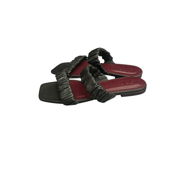 Staud Maya Ruched Leather Slides Size 40 Slip Ons Square Toe - Picture 5 of 5